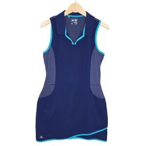 Adidas Golf Women's Dress & Shorts  2-piece Navy Striped Cyan Trim Sleeveless M